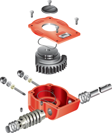 AB Gearbox - Manual Part Turn Gearbox Exploded View