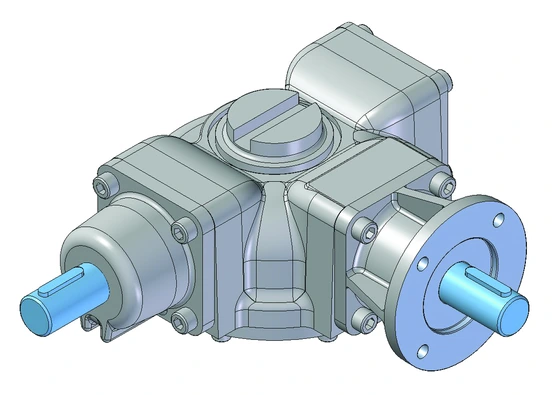 Dual Shaft Multi Turn Bevel Gearbox - 90 degree version