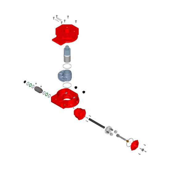 ILGS 1950-PR4 - single acting manual override part-turn gearbox - exploded view eps file